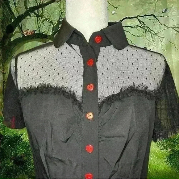 Y2K Whimsygoth Mesh Button Up Blouse - Picture 2 of 9